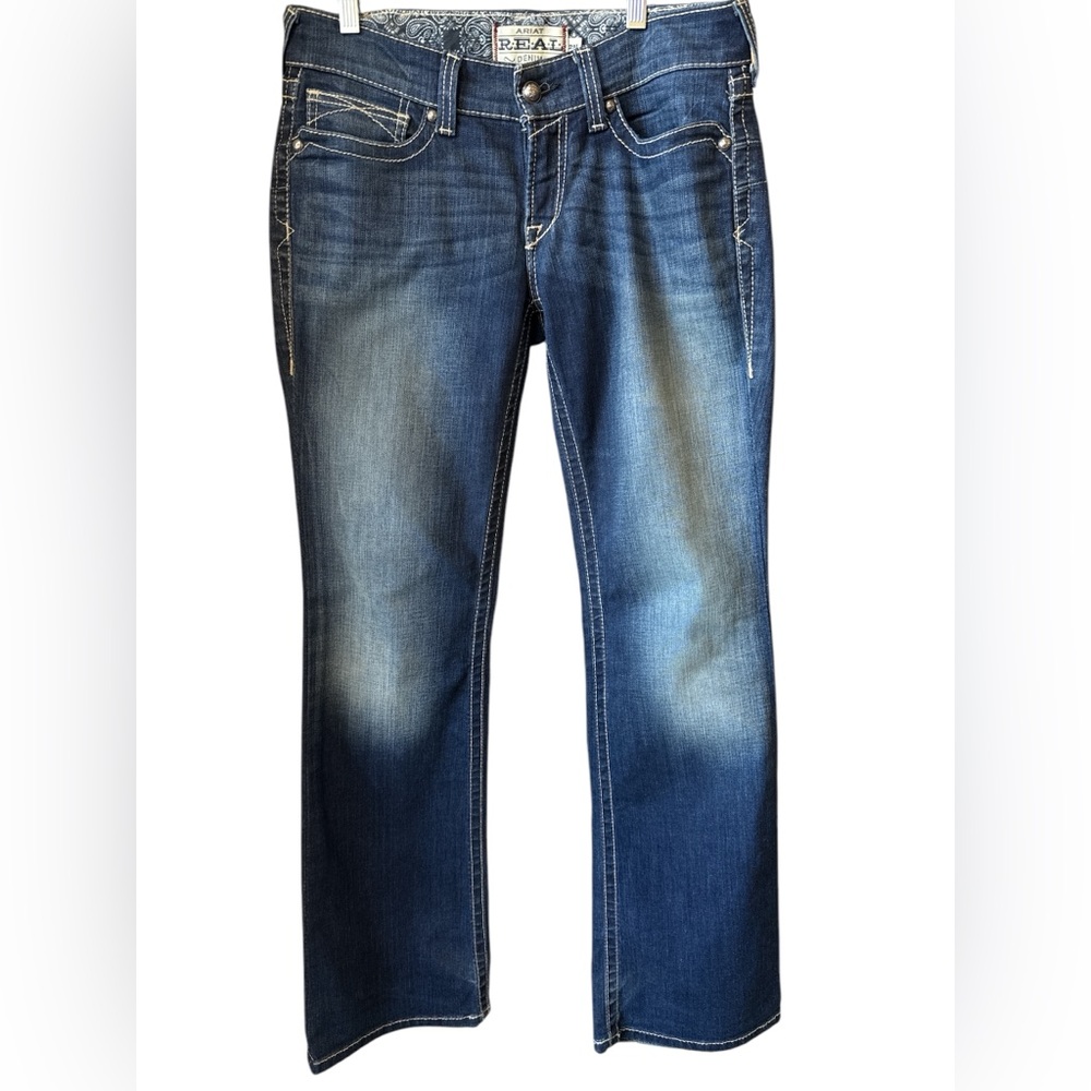 Ariat Women’s REAL Dark Wash Mid-Rise Boot Cut Jeans with Stretch—Size 29L